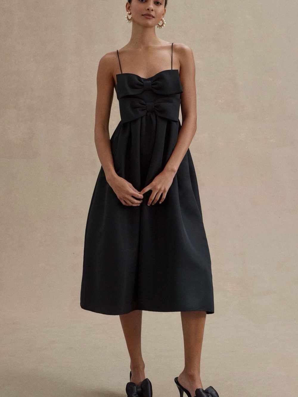 Sachin & Babi Sloane Taffeta Double-Bow Pleated Midi Dress